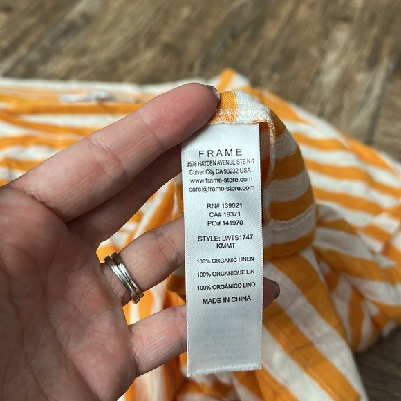 Frame Women's Boxy Crop Tee stripe organic linen orange large - Picture 5 of 6